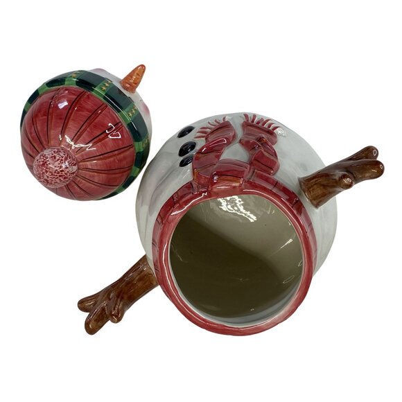 Snowman Cookie Jar By Sakura Fiddlestix Earthenware Snowmen Portraits - Picture 8 of 8